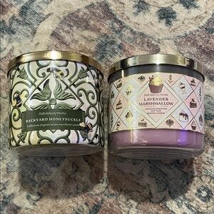 Bath & Body Works Backyard Honeysuckle and Lavender Marshmallow Candles